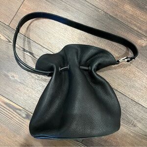 Black Genuine Leather Bucket Bag Frederic Paris France